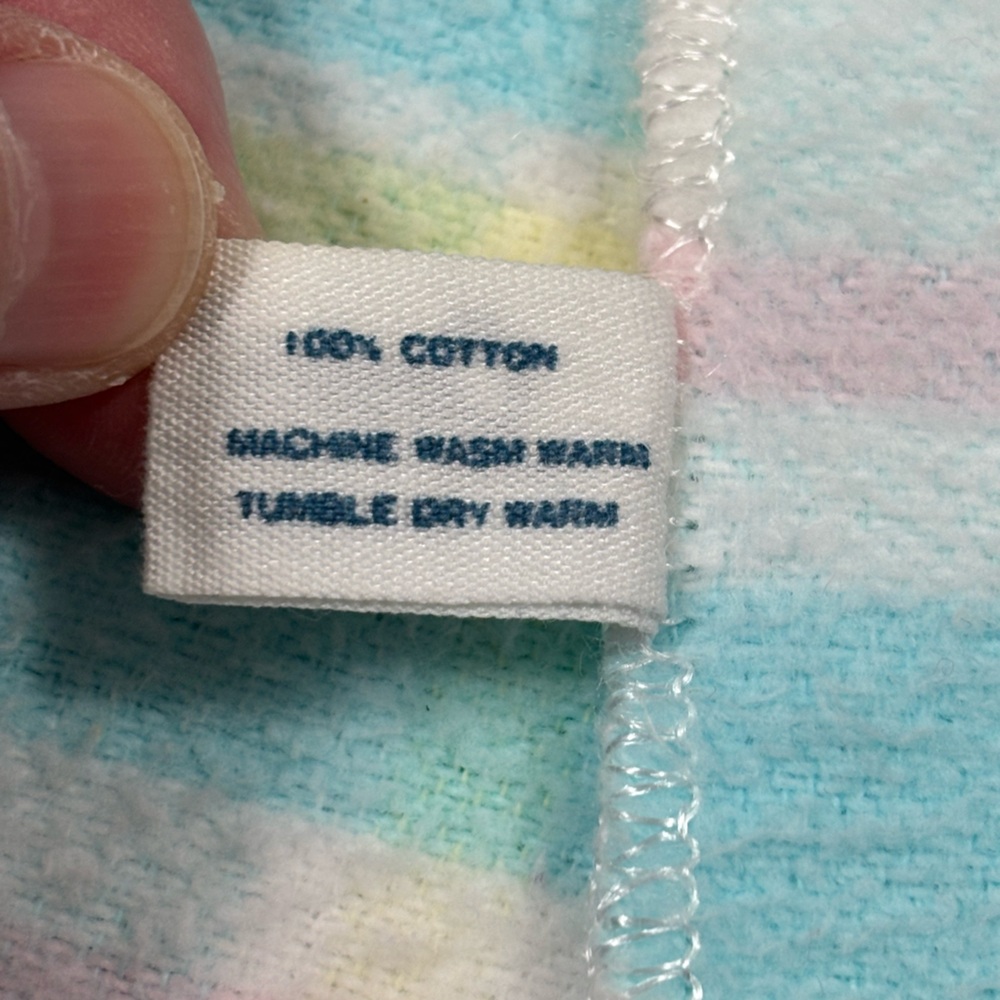 Vintage CARTERS Pastel Plaid Baby Blanket 100% Cotton Pink Blue Yellow - Picture 6 of 6